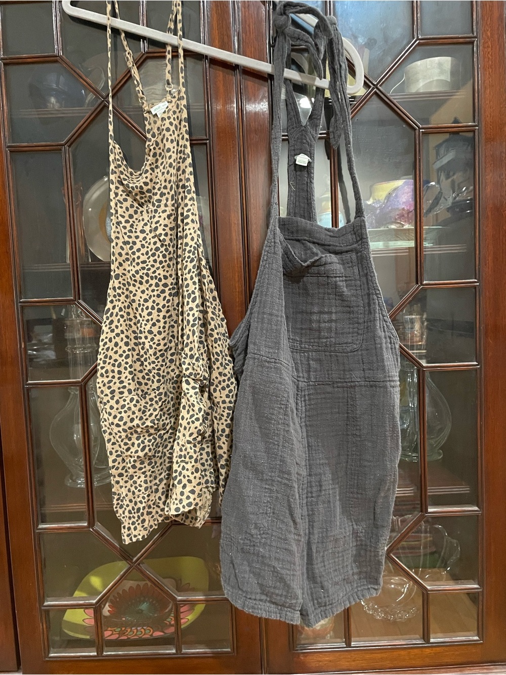 Two aerie Rompers Charcoal Gray and Spotted XS and S